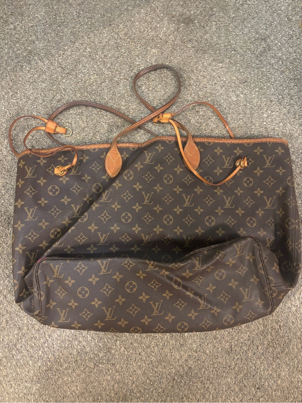 Louis Vuitton Monogram Canvas Tote in Brown with Tan Trim